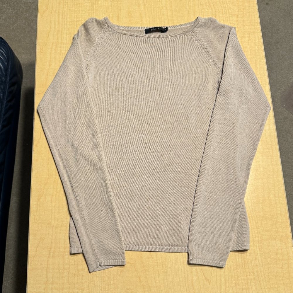 Long-Sleeved Women's Knit Sweater in Beige, Size S